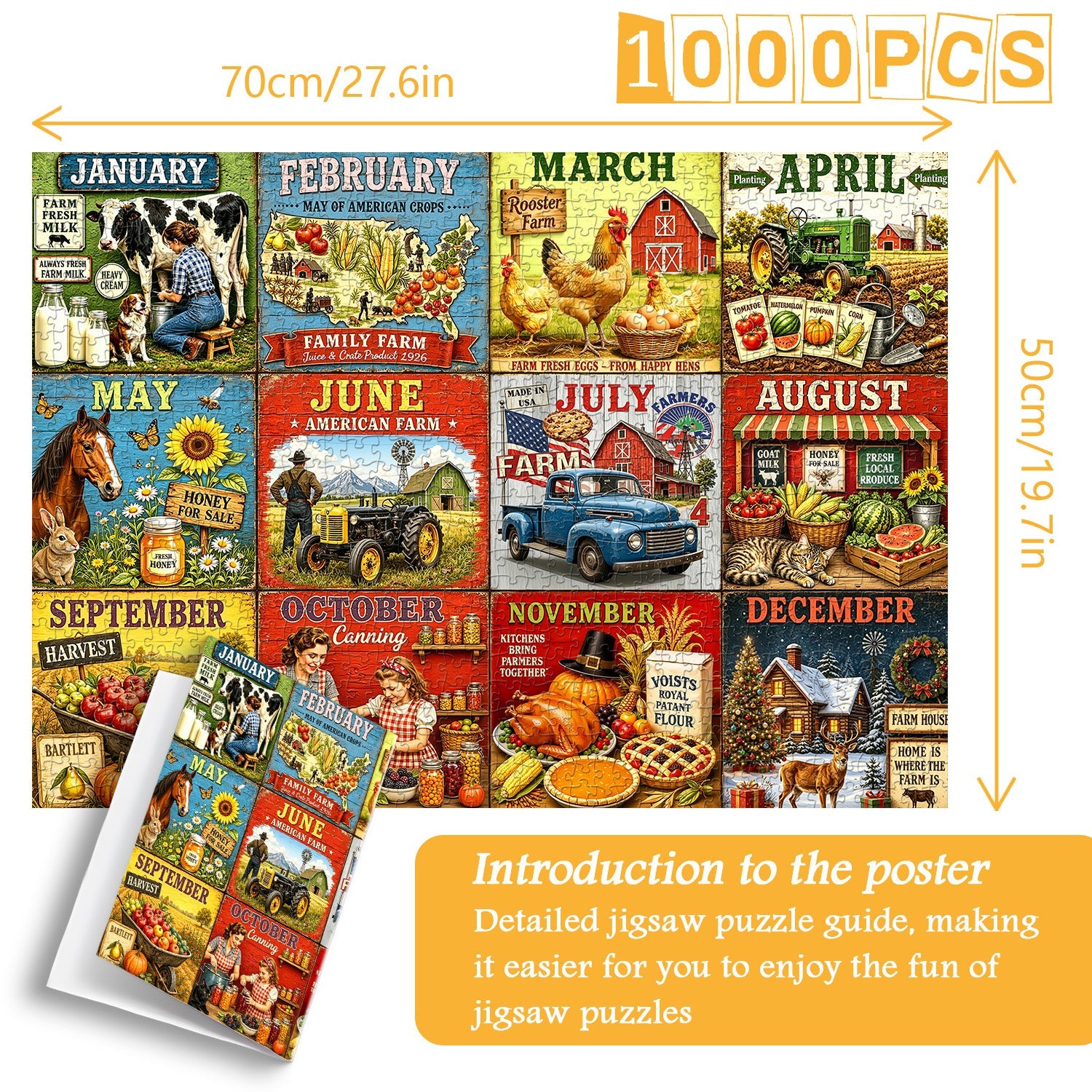 Twelve Farm Months Jigsaw Puzzle 1000 Piece