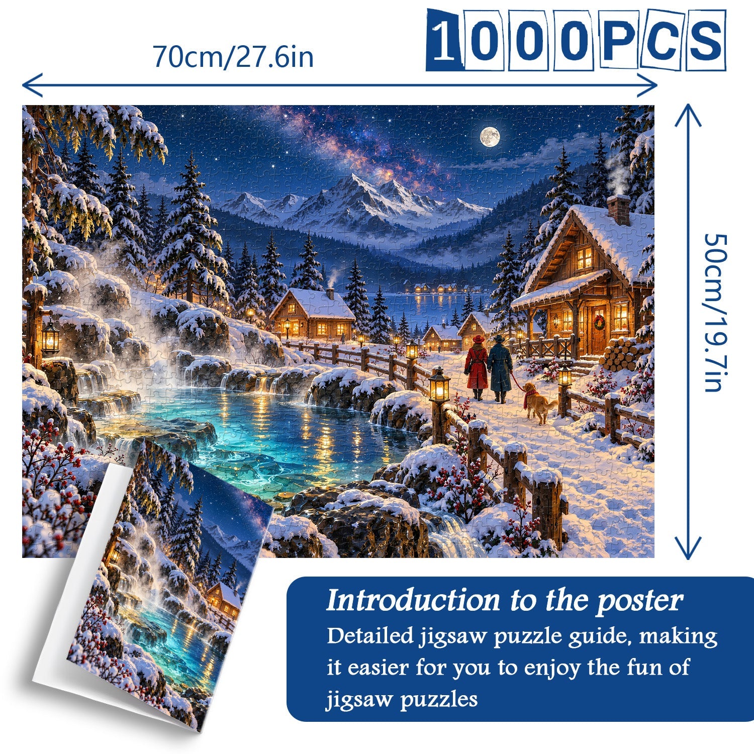 Winter Hot Spring Village Jigsaw Puzzle 1000 Pieces