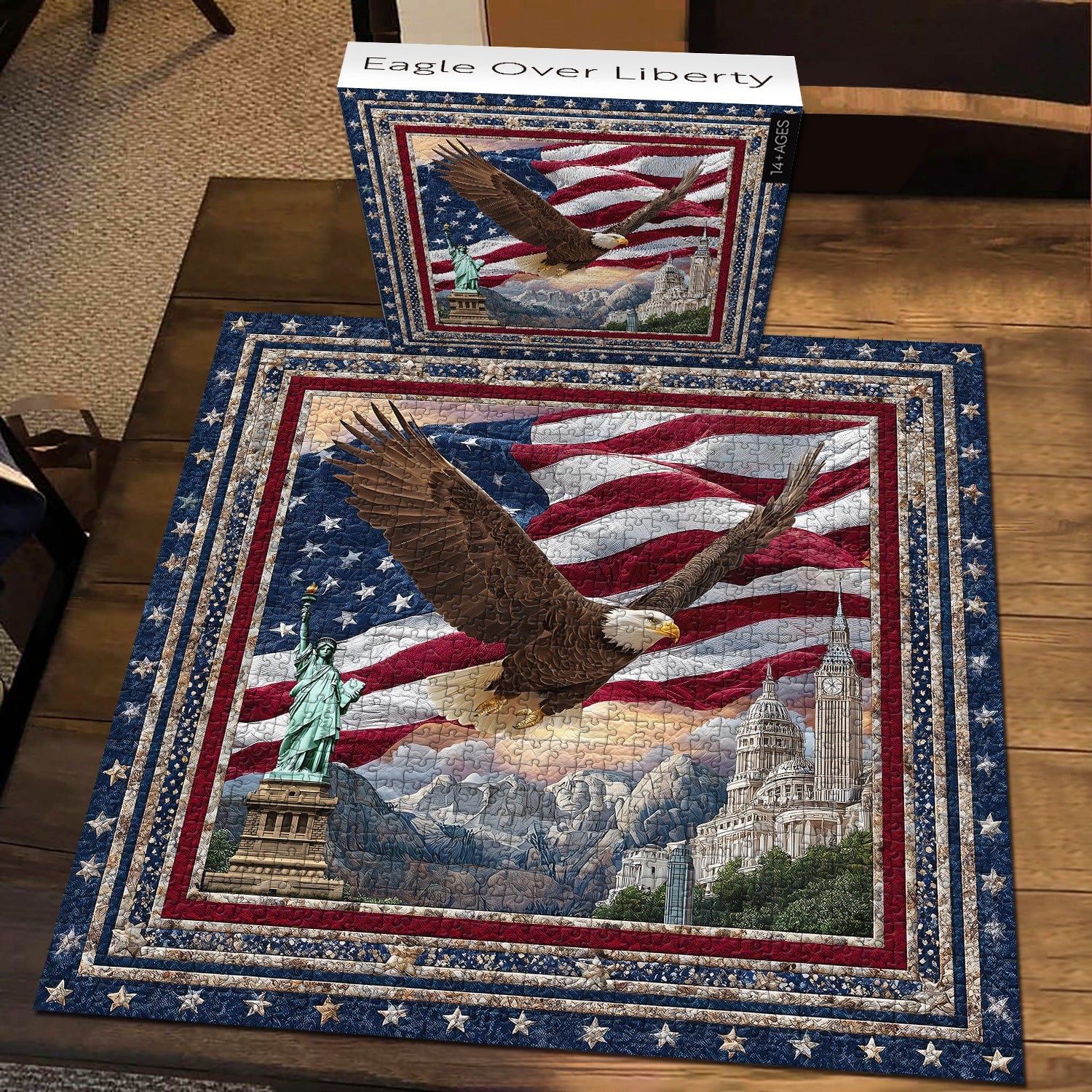 Puzzle de 1000 pièces : Aigle au-dessus de la Statue de la Liberté