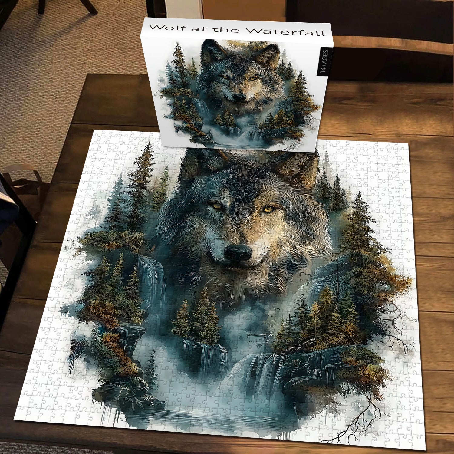 Wolf at the Waterfall Jigsaw Puzzle 1000 Pieces