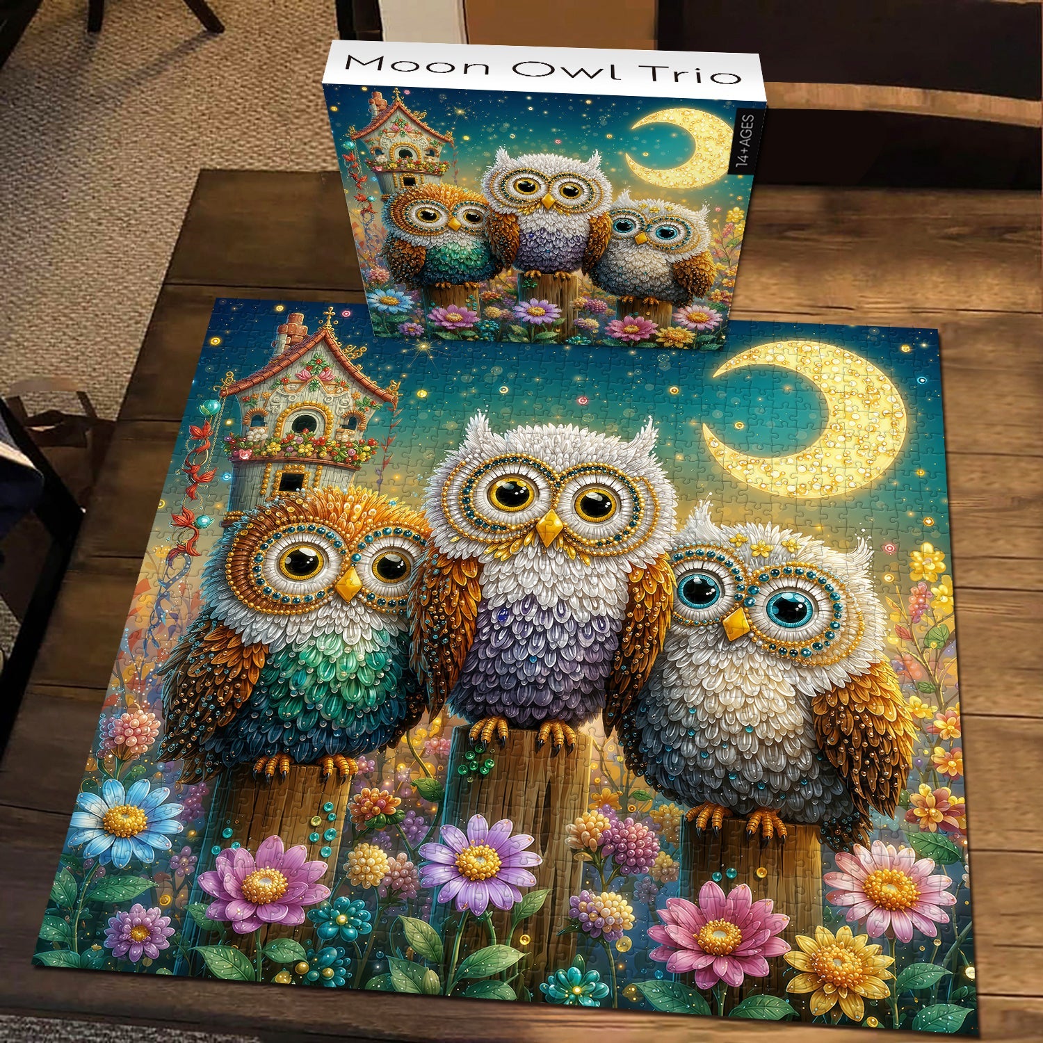 Moon Owl Trio Jigsaw Puzzle 1000 Piece