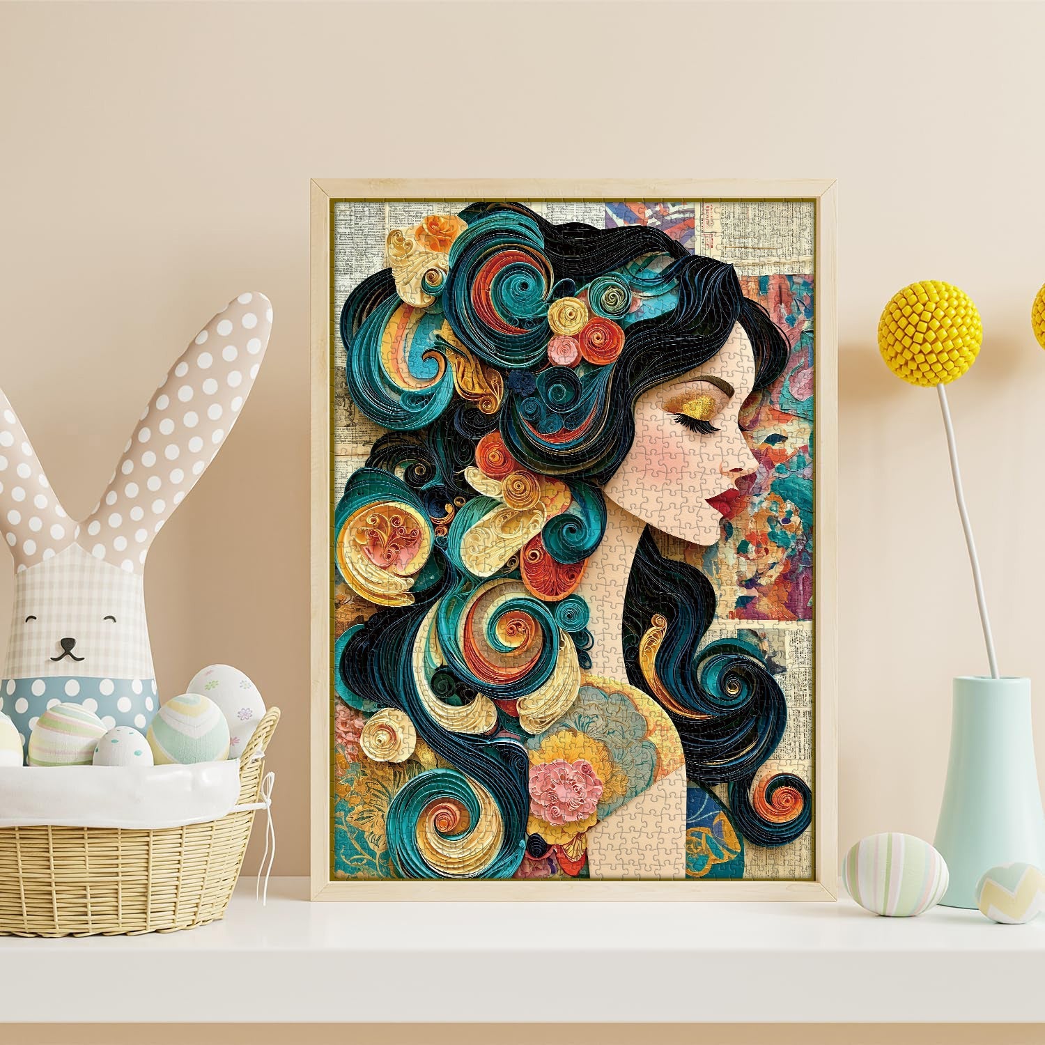 Paper Swirl Lady Jigsaw Puzzle 1000 Piece