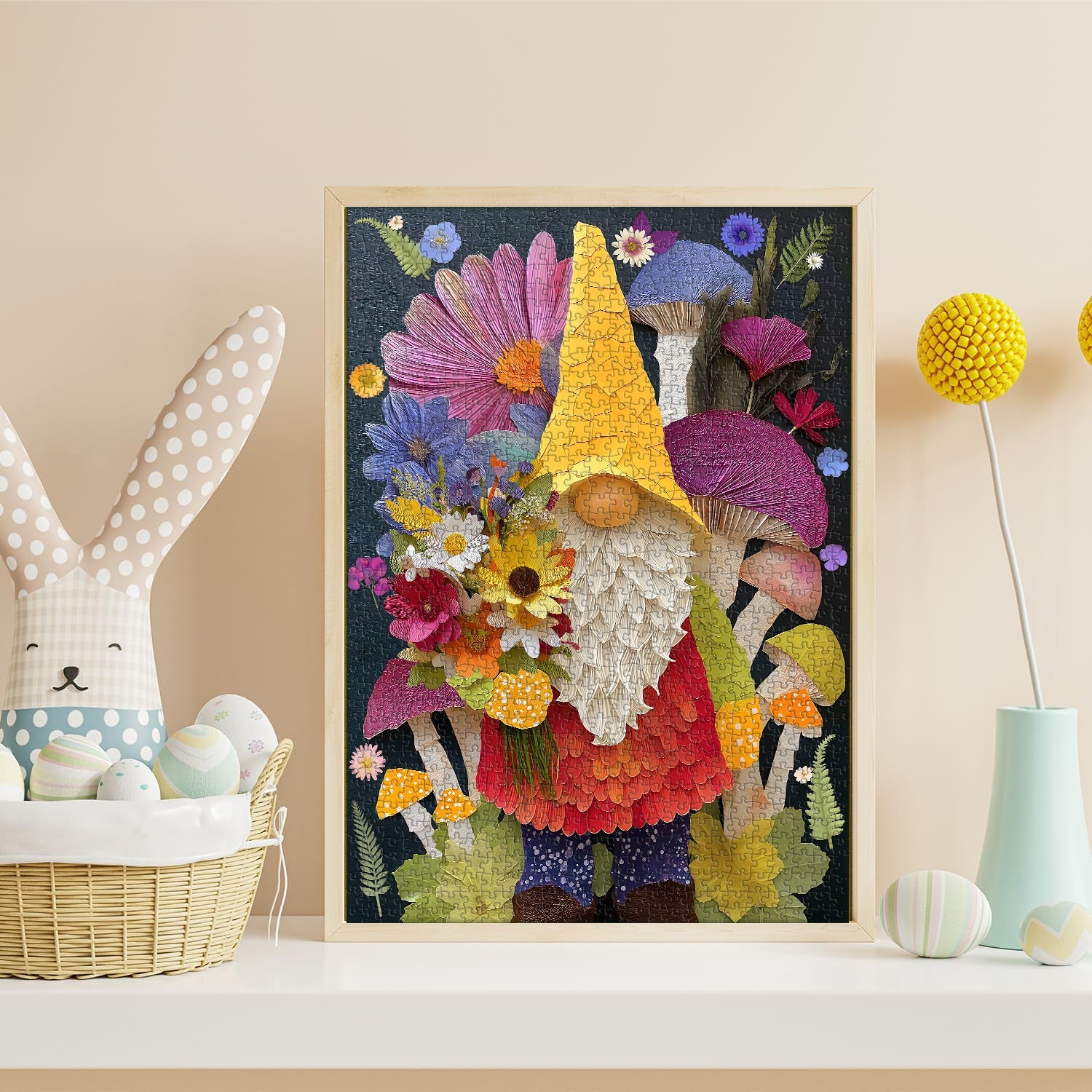 Puzzle de 1000 pièces Fleurs et nain de jardin