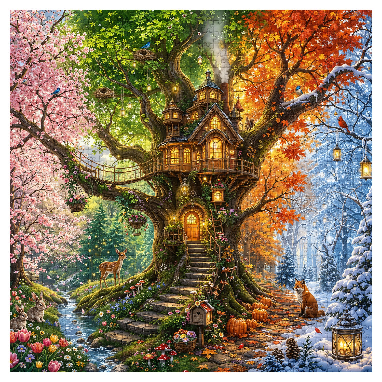 Four Seasons Treehouse Jigsaw Puzzle 1000 Pieces