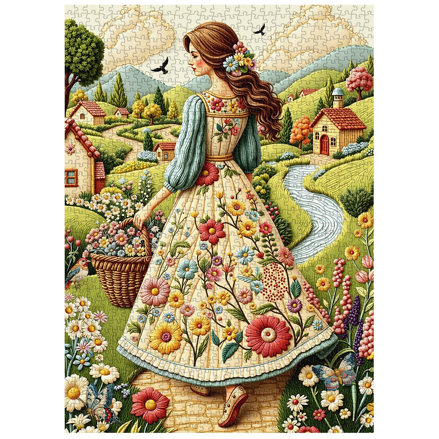 Floral Country Lady Jigsaw Puzzle 1000 Pieces