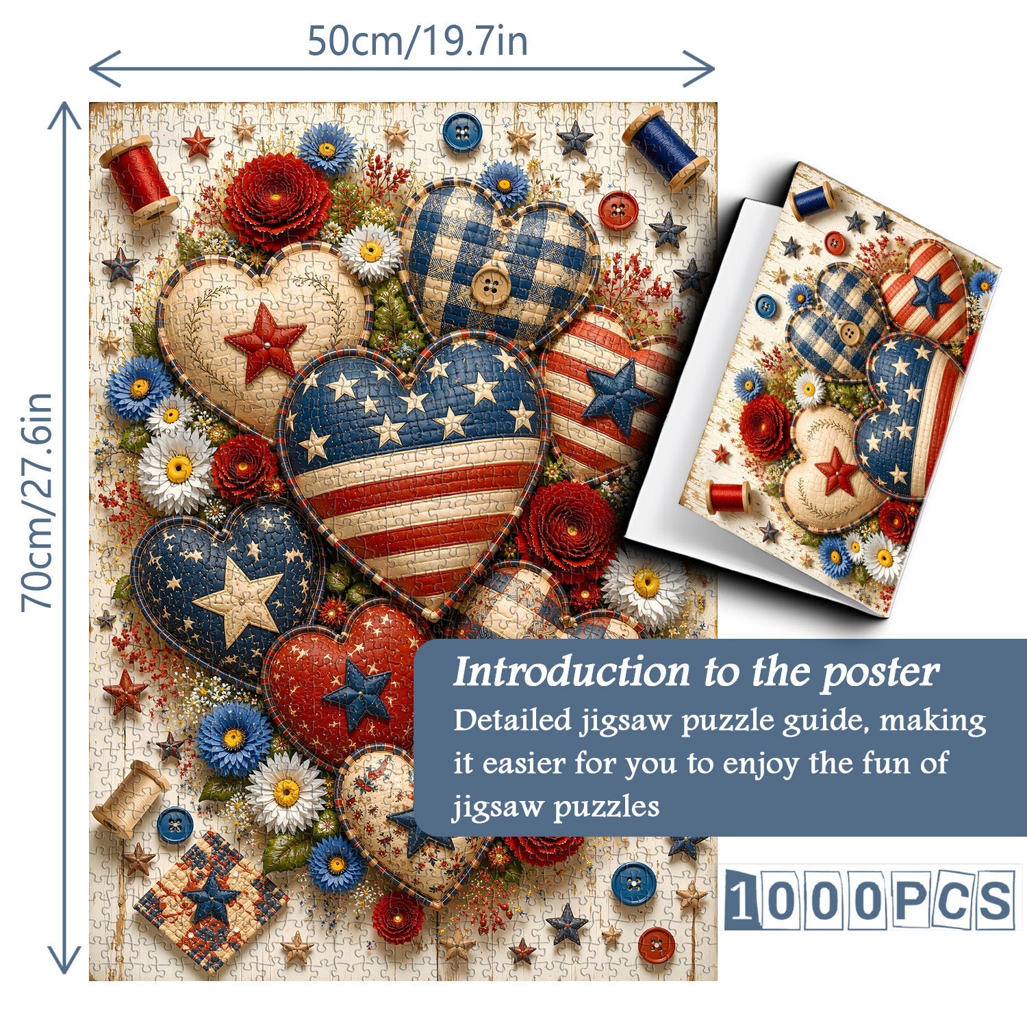 Patriotic Hearts Jigsaw Puzzle 1000 Pieces