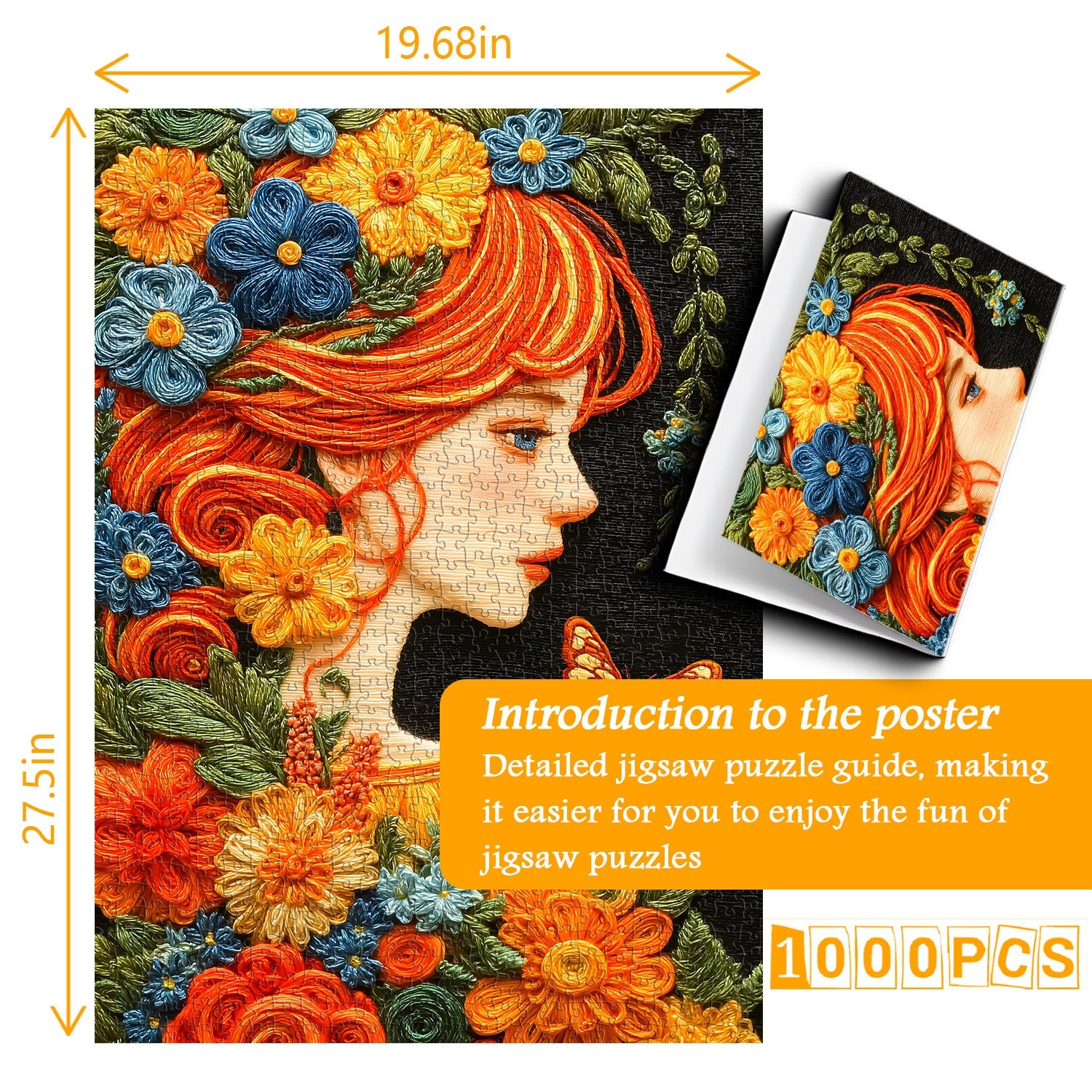 Embroidery Floral Muse Jigsaw Puzzle 1000 Pieces
