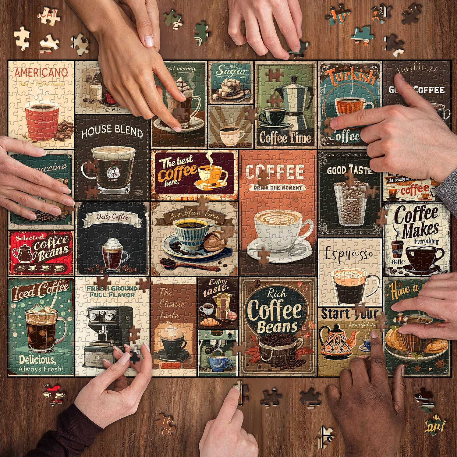 Vintage Coffee Collage Jigsaw Puzzle 1000 Pieces