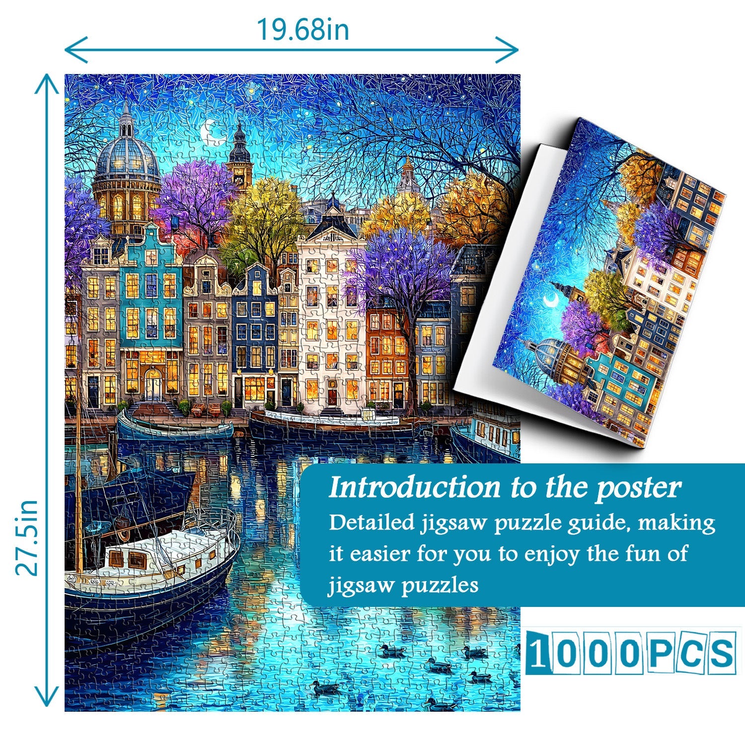 Canal Starry Night Jigsaw Puzzle 1000 Pieces