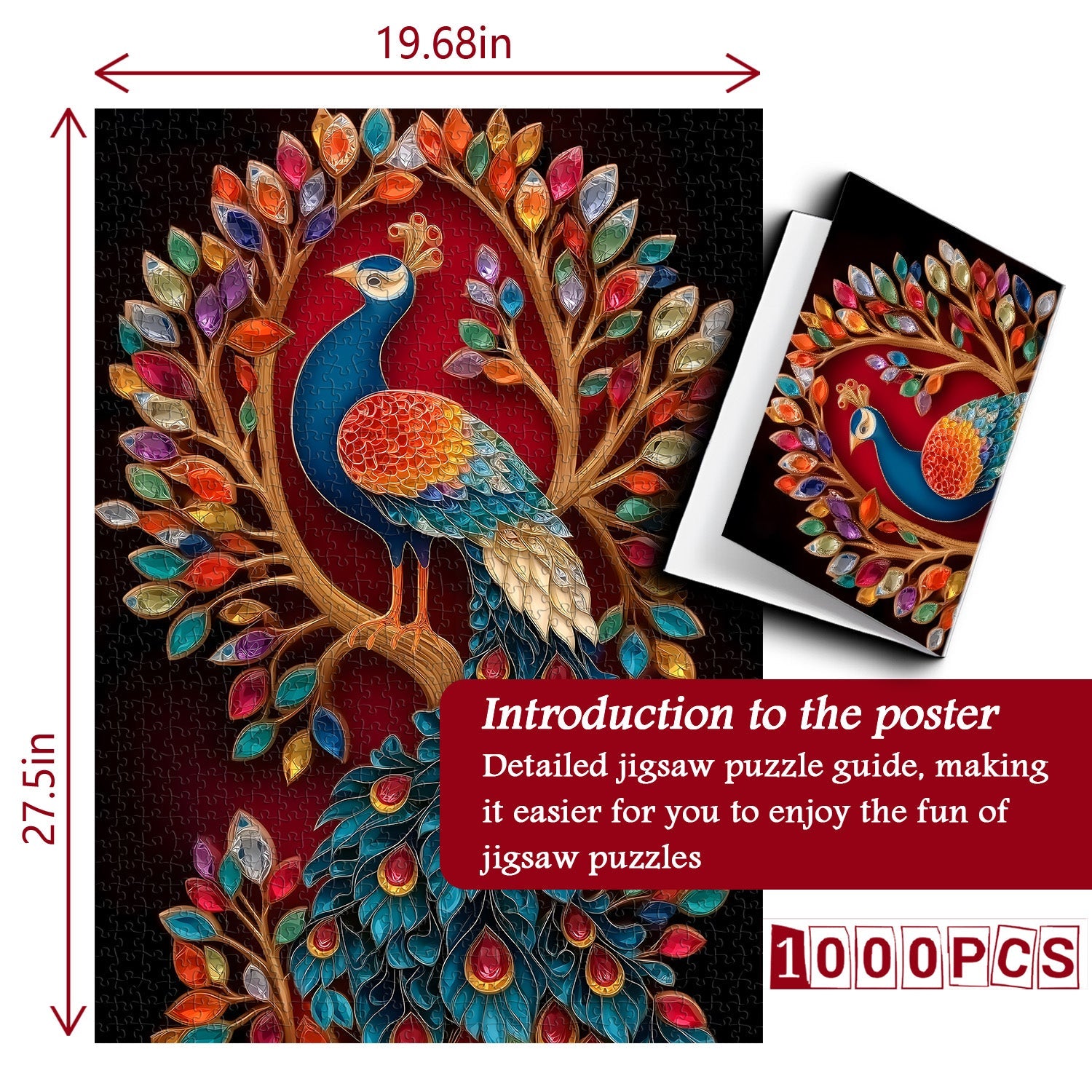 Jeweled Peacock Jigsaw Puzzle 1000 Pieces