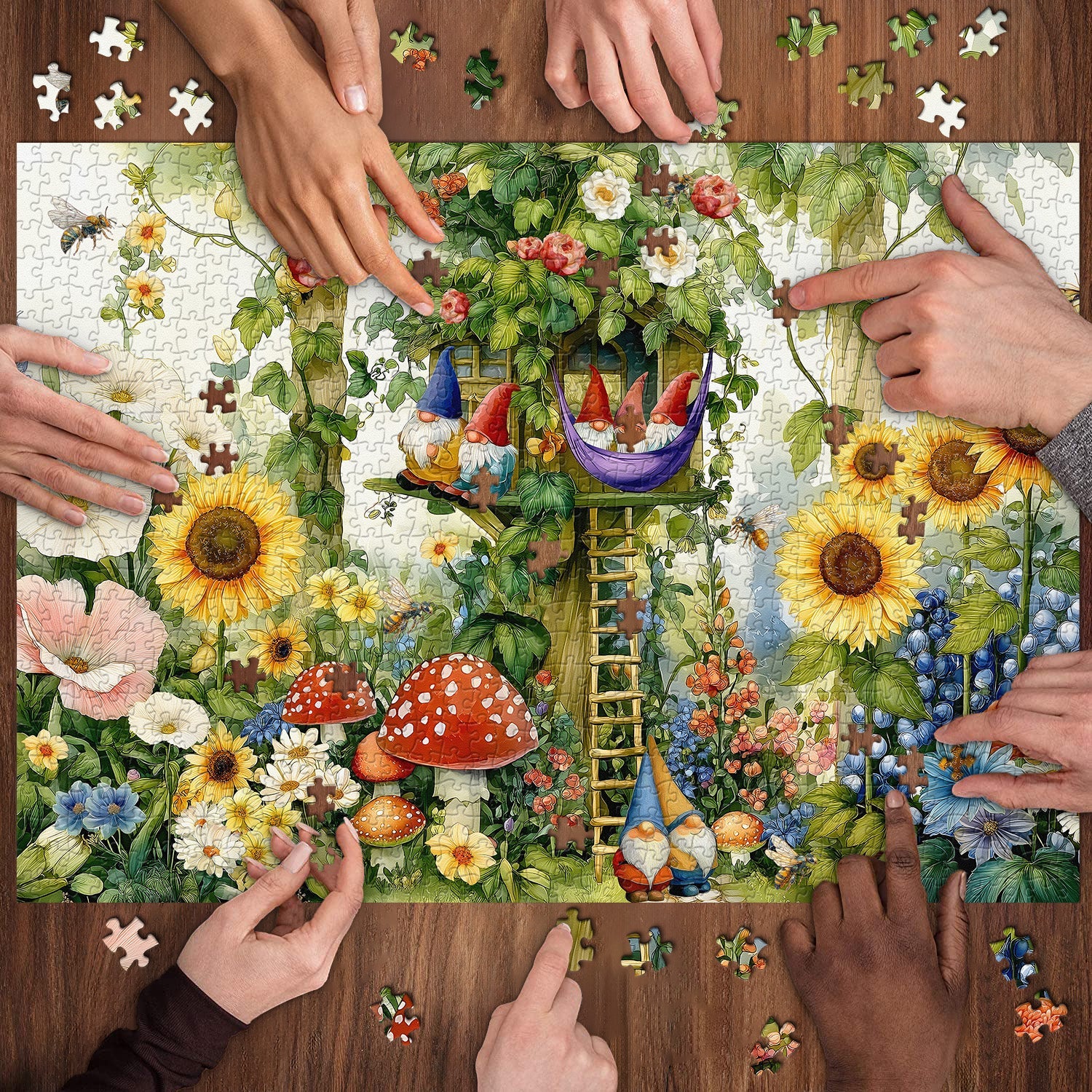 Gnomes In Bloom Jigsaw Puzzle 1000 Pieces