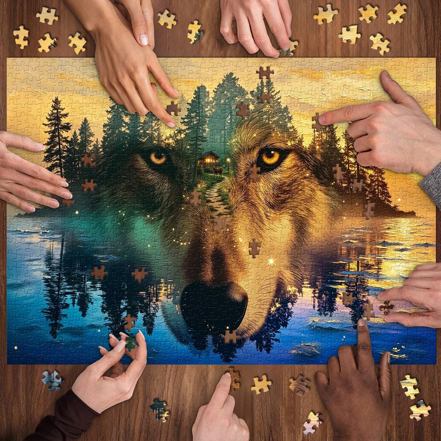 Lake Wild Wolf Jigsaw Puzzle 1000 Pieces