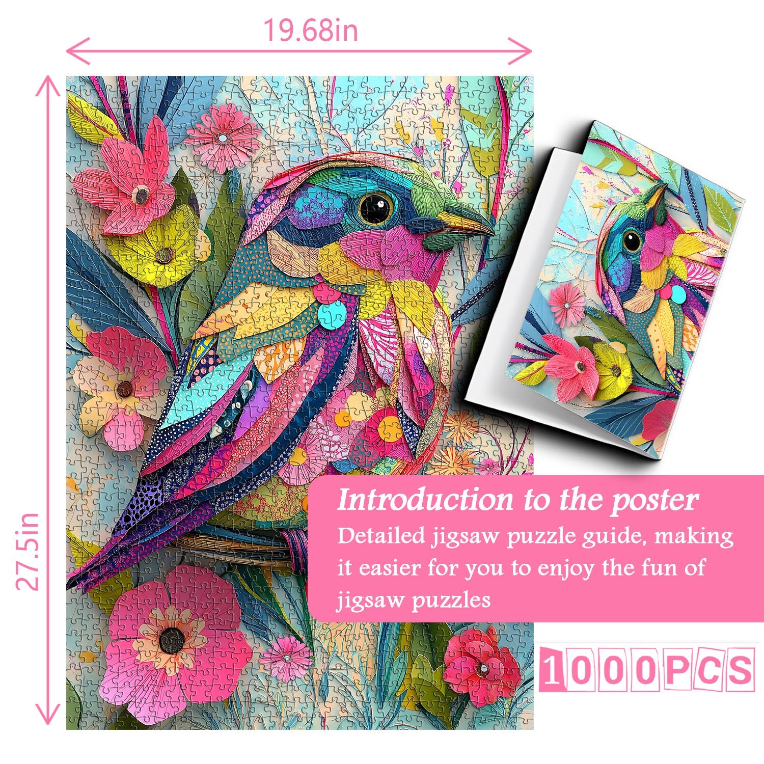 Collage Colorful Bird Jigsaw Puzzle 1000 Pieces