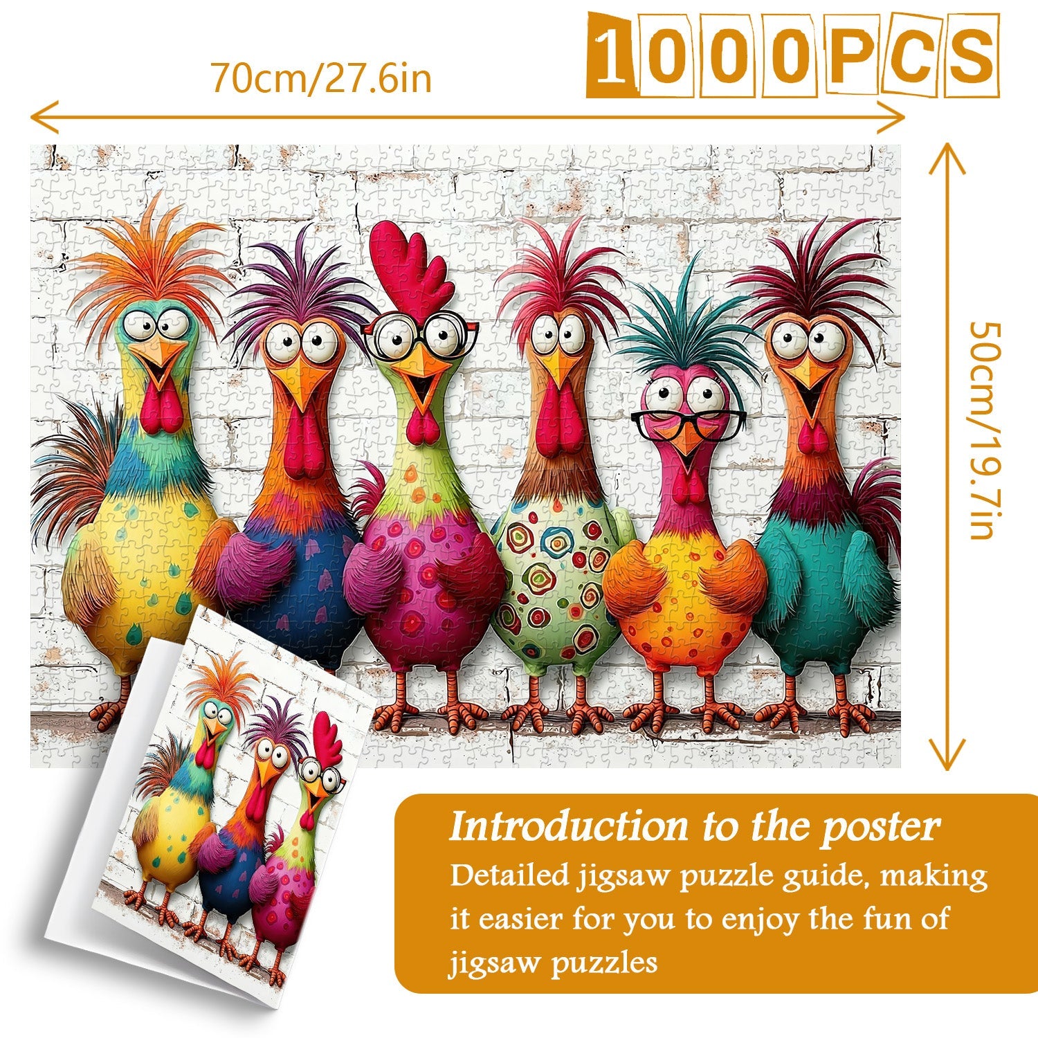 Crazy Colorful Chickens Jigsaw Puzzle 1000 Pieces