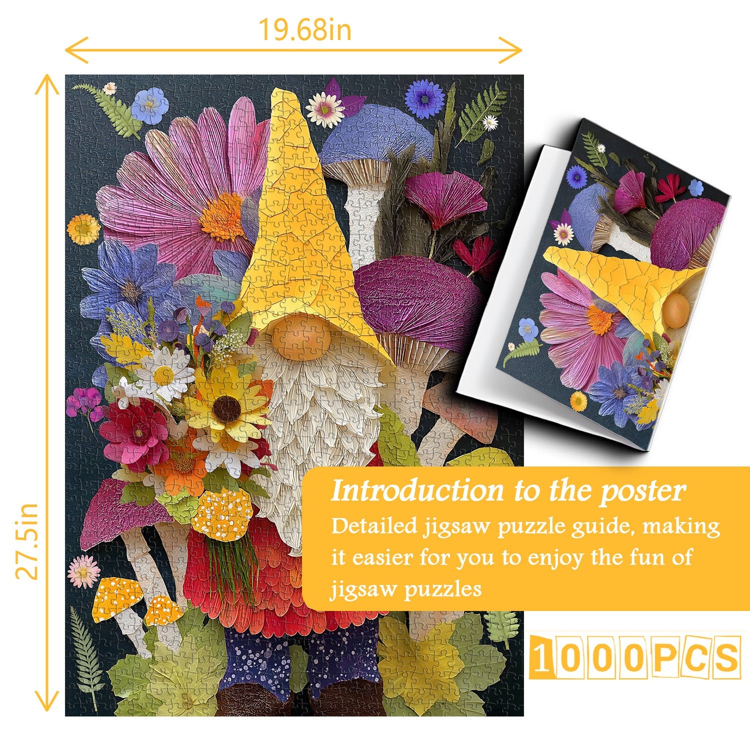 Puzzle de 1000 pièces Fleurs et nain de jardin
