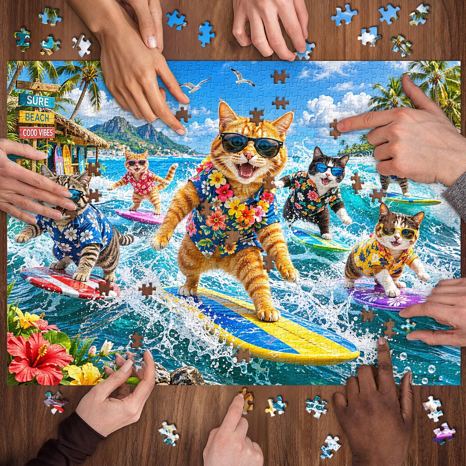 Surf Cats Jigsaw Puzzle 1000 Piece