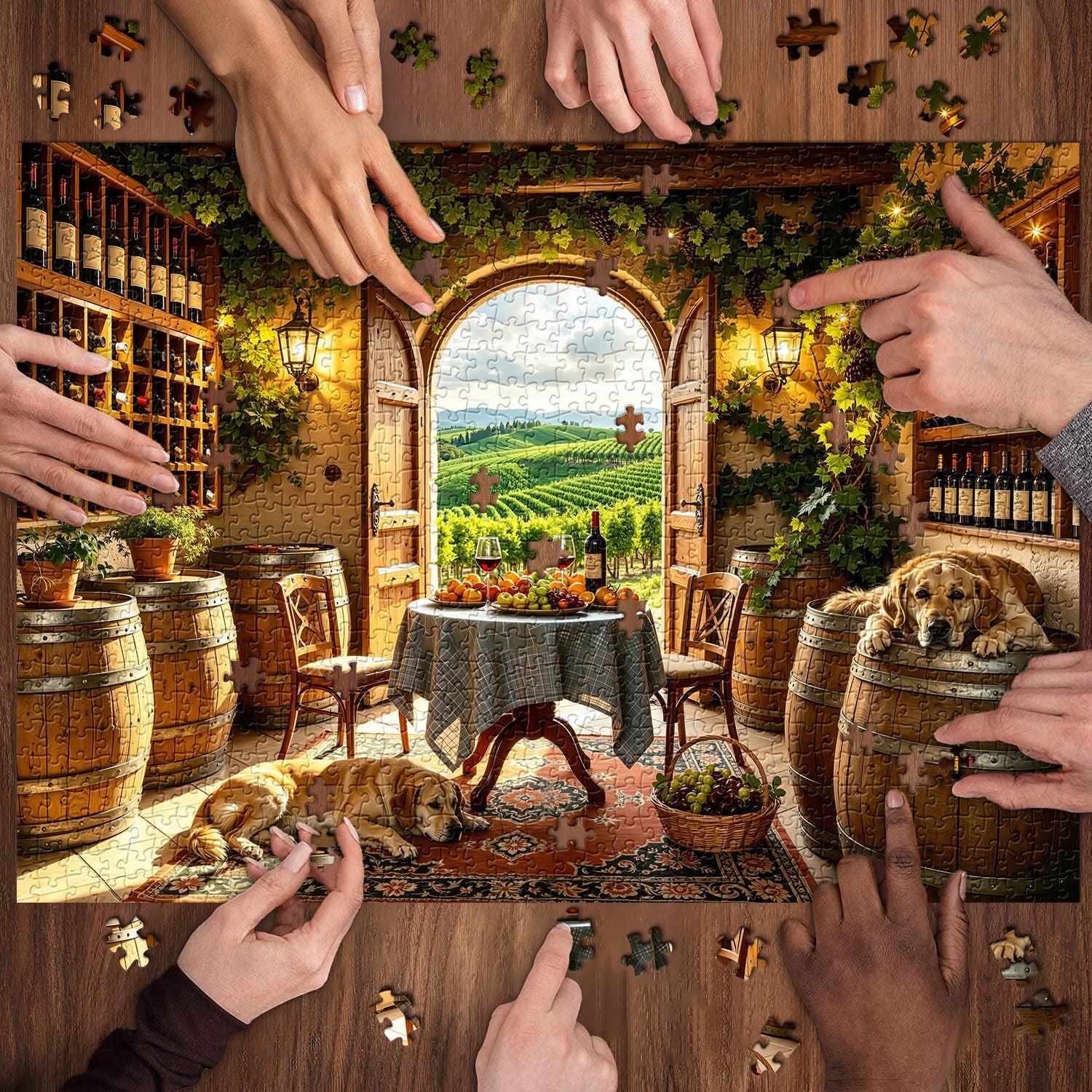 Sunlit Tuscan Wine Cellar Jigsaw Puzzle 1000 Pieces