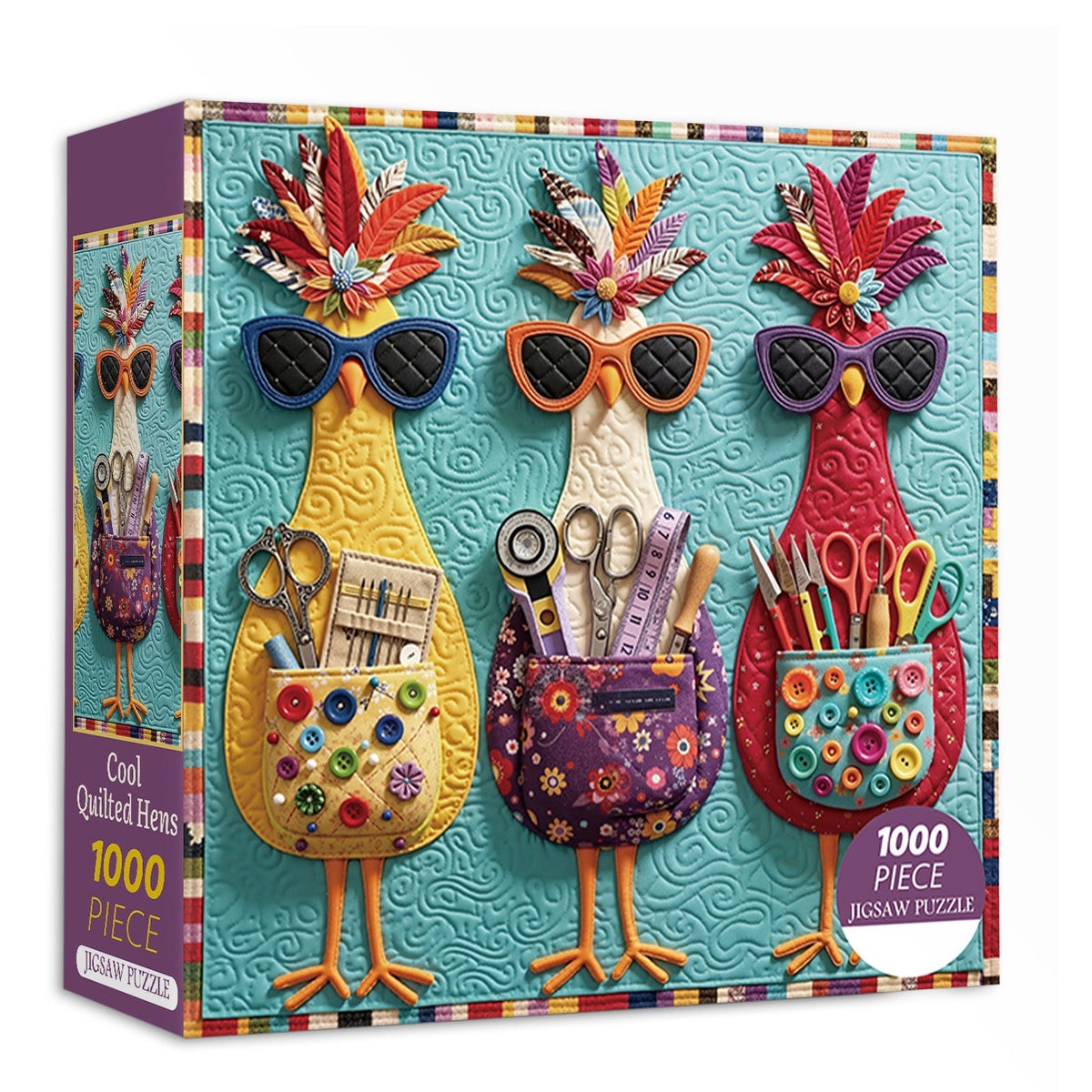 Cool Quilted Hens Jigsaw Puzzle 1000 Pieces