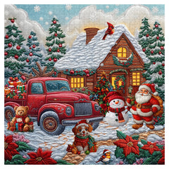 Red Truck Christmas Cottage Jigsaw Puzzles 1000 Pieces