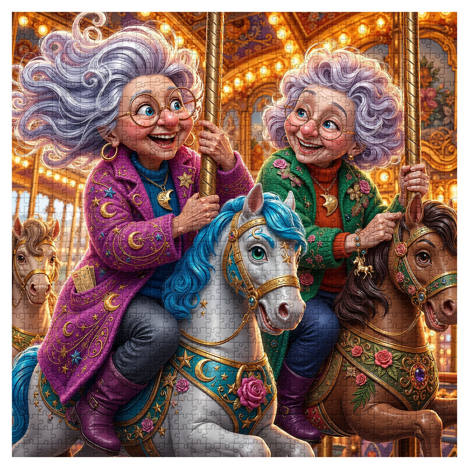Grandmas' Carousel Trip Jigsaw Puzzle 1000 Pieces