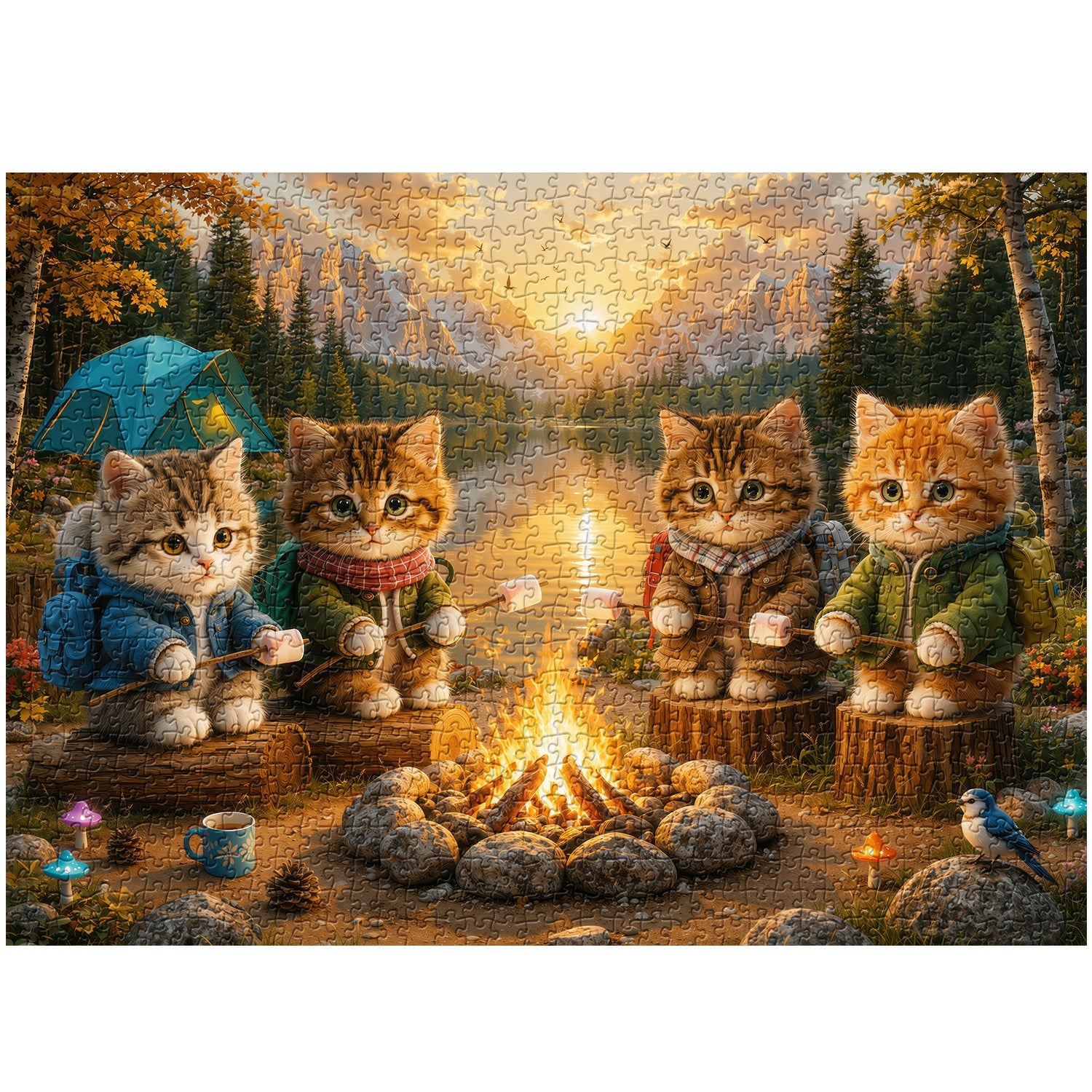 Campfire Kittens Jigsaw Puzzle 1000 Piece