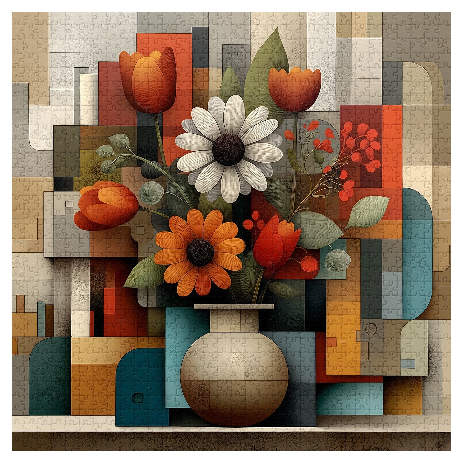 Puzzle en bois 1000 pièces « Rythme floral géométrique »