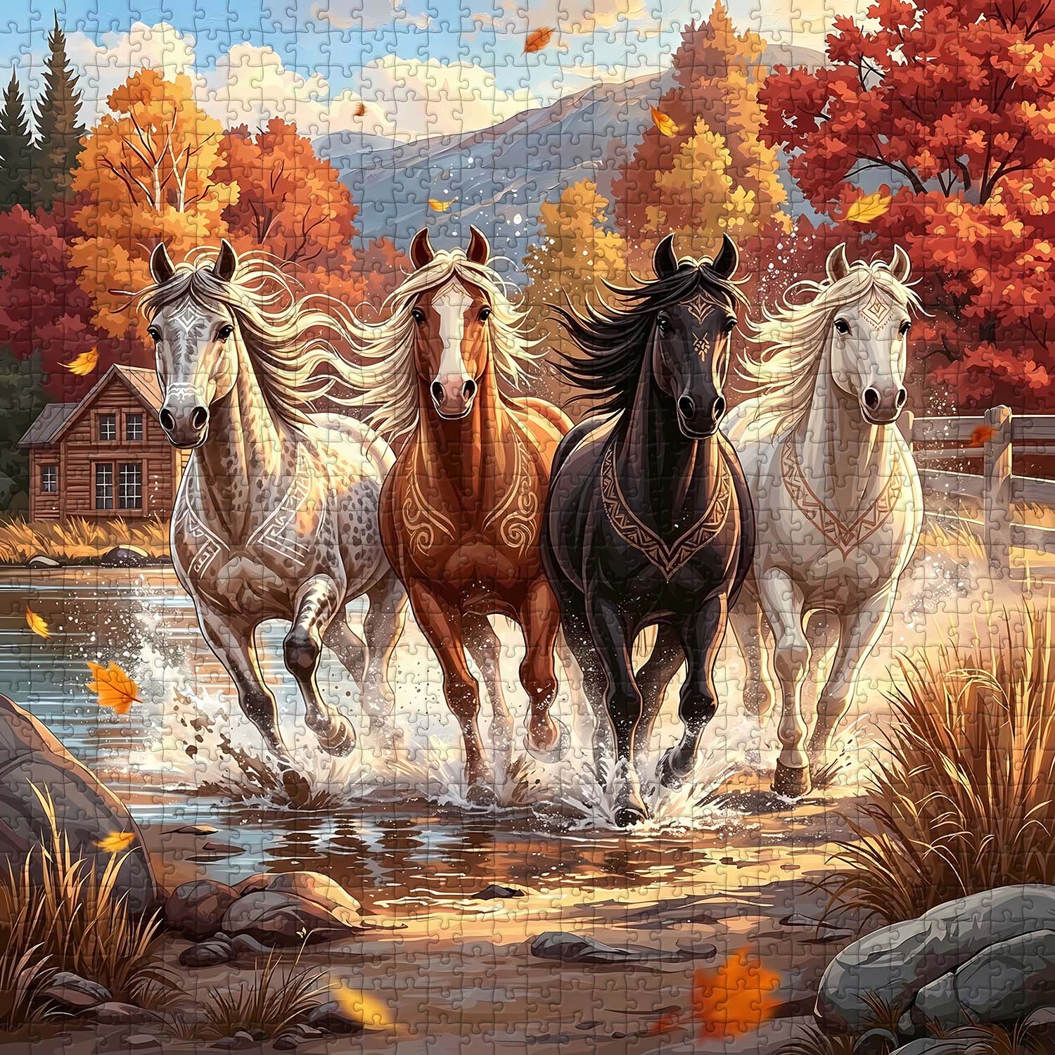 Autumn Horse Gallop Jigsaw Puzzle 1000 Pieces