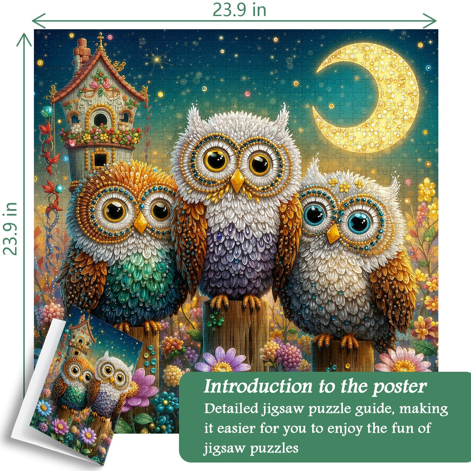 Moon Owl Trio Jigsaw Puzzle 1000 Piece