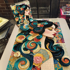 Paper Swirl Lady Jigsaw Puzzle 1000 Piece