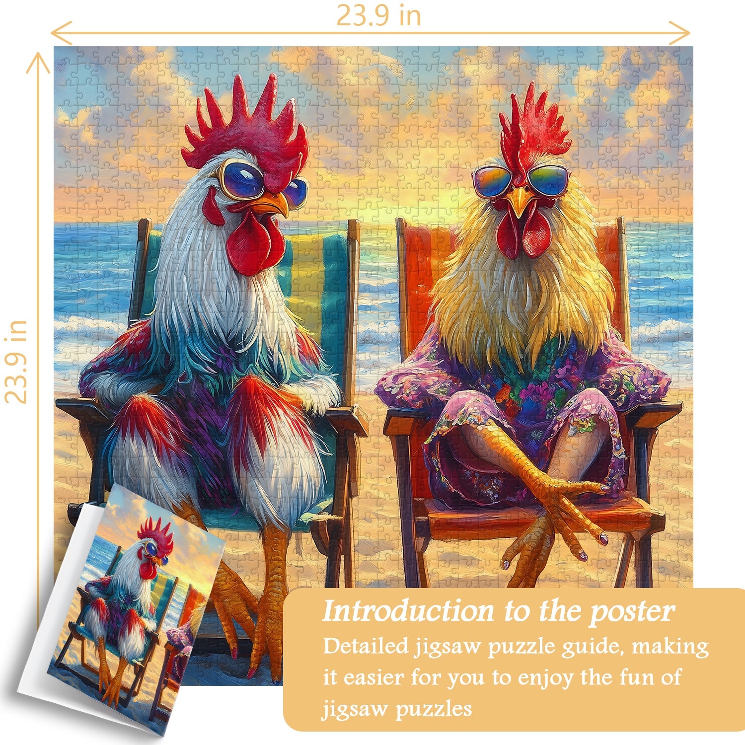 Beach Roosters Jigsaw Puzzle 1000 Pieces