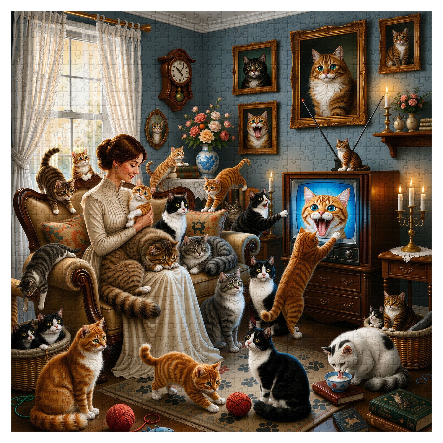 Retro Cat House Jigsaw Puzzle 1000 Pieces