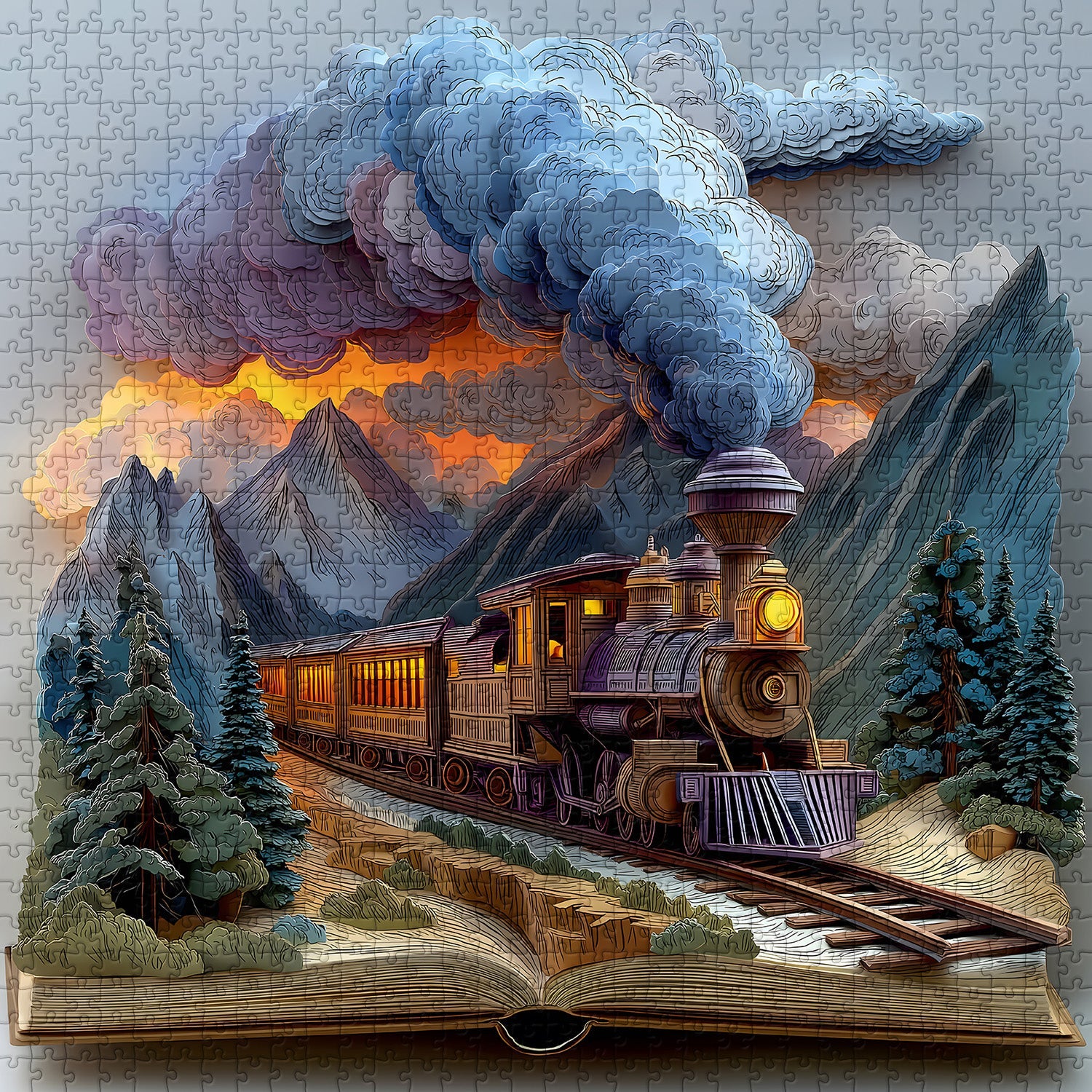 Book Page Rail Journey Jigsaw Puzzle 1000 Pieces