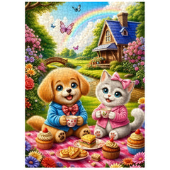 Cute pet picnic Jigsaw Puzzle 1000 Piece