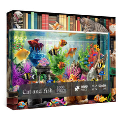Puzzle de chat et poisson 1000 pièces