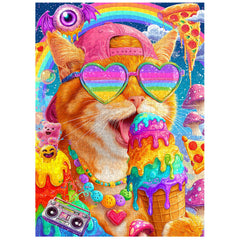 Rainbow Cool Cat Party Jigsaw Puzzle 1000 Pieces