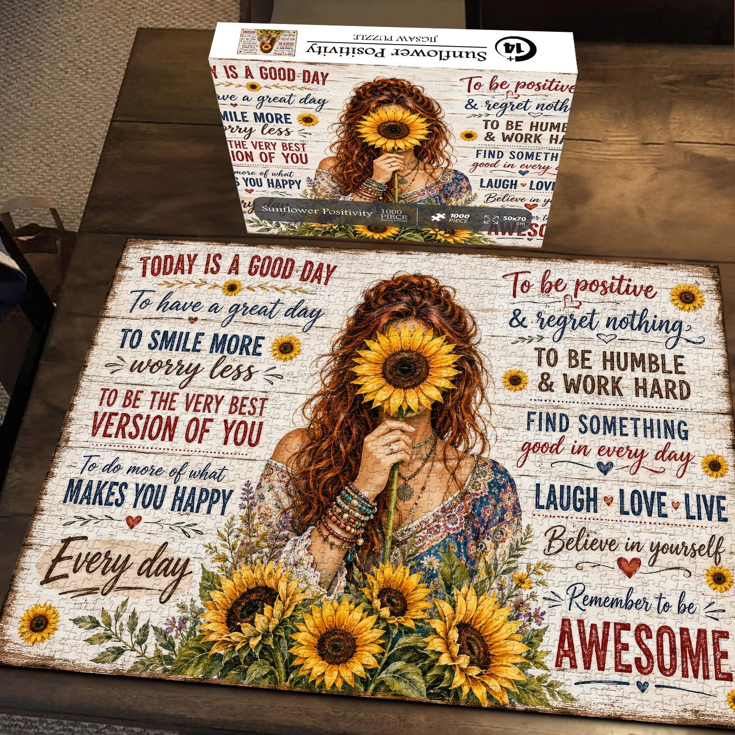 Sunflower Positivity Jigsaw Puzzle 1000 Pieces