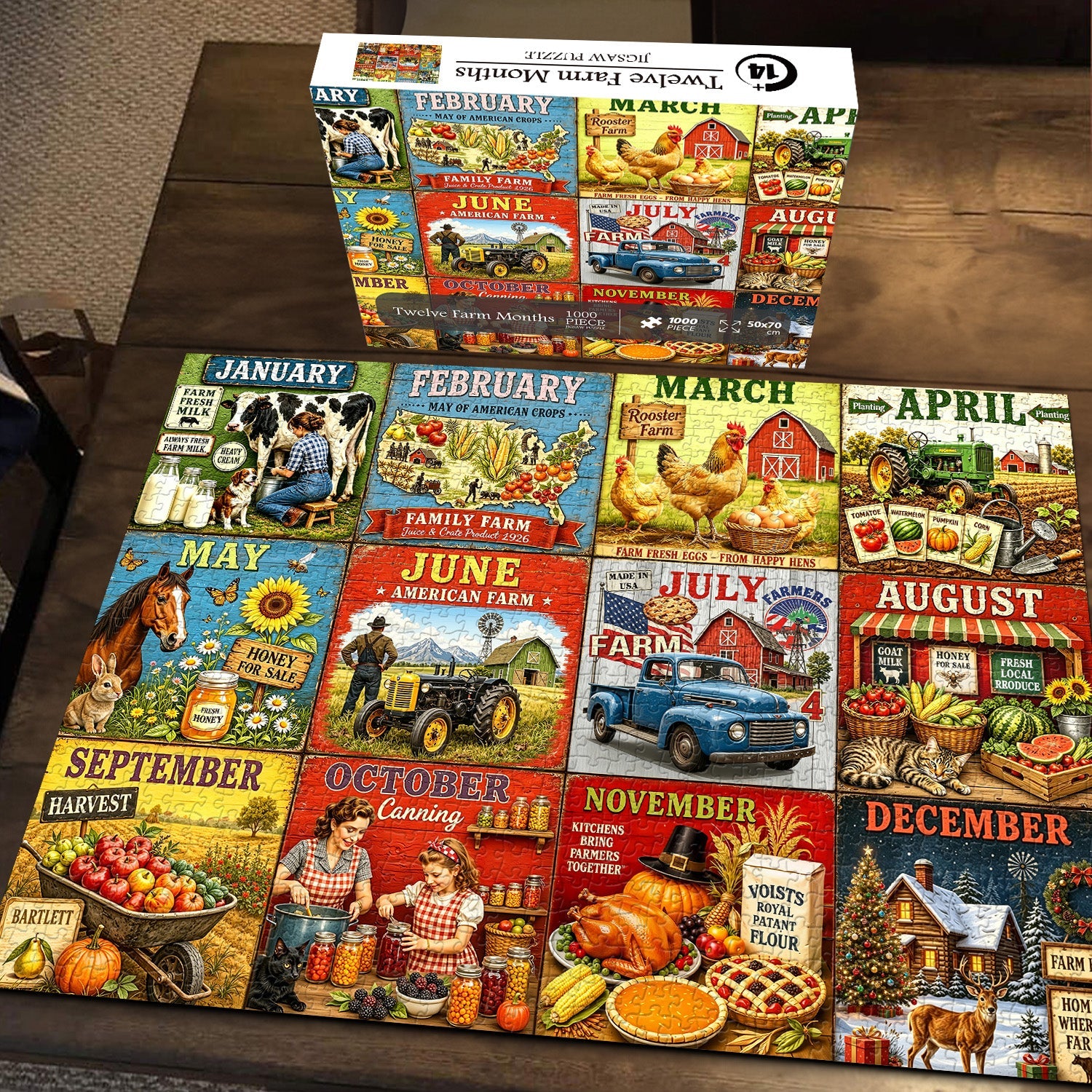 Twelve Farm Months Jigsaw Puzzle 1000 Piece