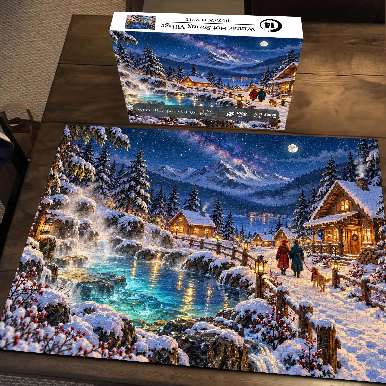 Winter Hot Spring Village Jigsaw Puzzle 1000 Pieces