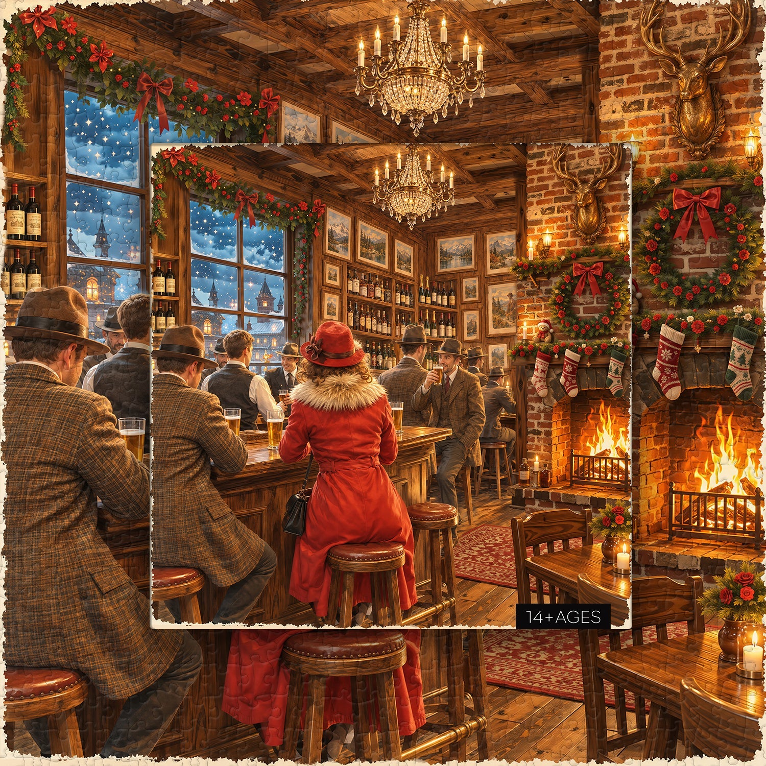 Vintage Christmas Tavern  Jigsaw  Puzzle 1000 Piece