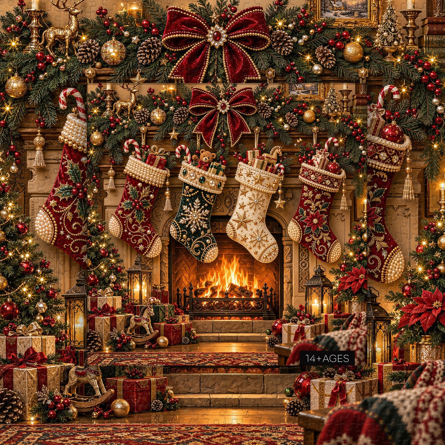 Warm Christmas Fireplace Jigsaw Puzzle 1000 Pieces