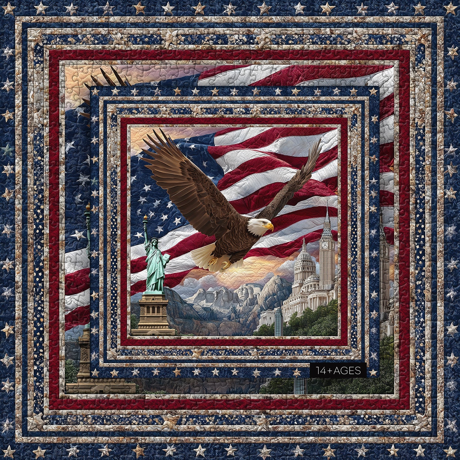 Puzzle de 1000 pièces : Aigle au-dessus de la Statue de la Liberté