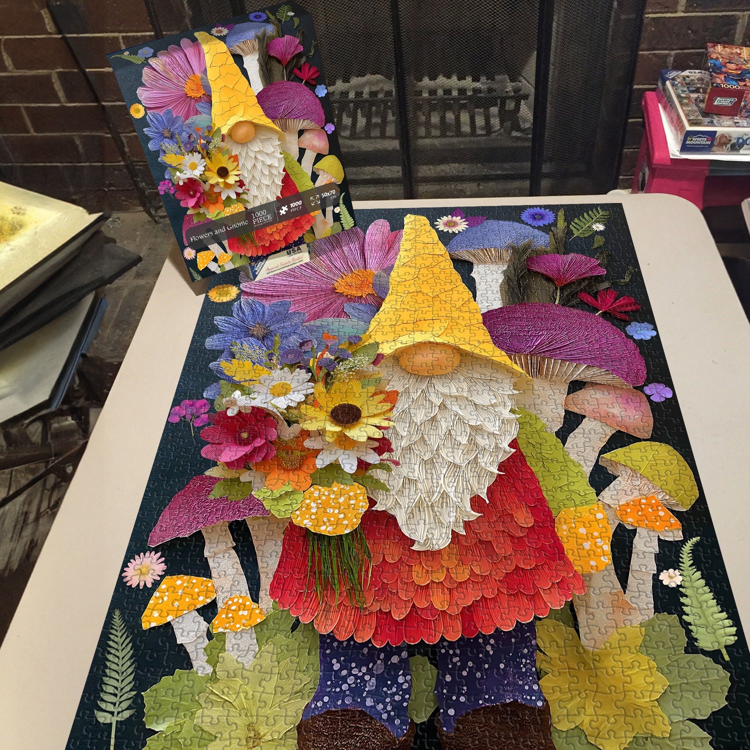 Puzzle de 1000 pièces Fleurs et nain de jardin