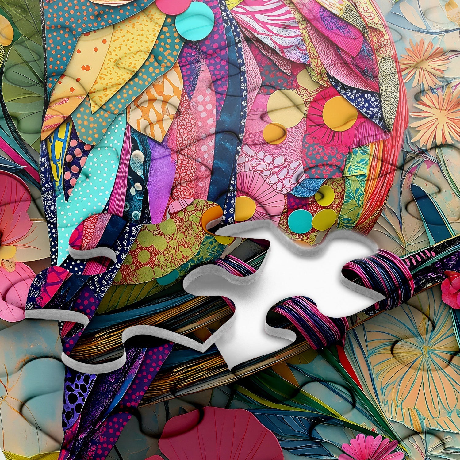 Collage Colorful Bird Jigsaw Puzzle 1000 Pieces