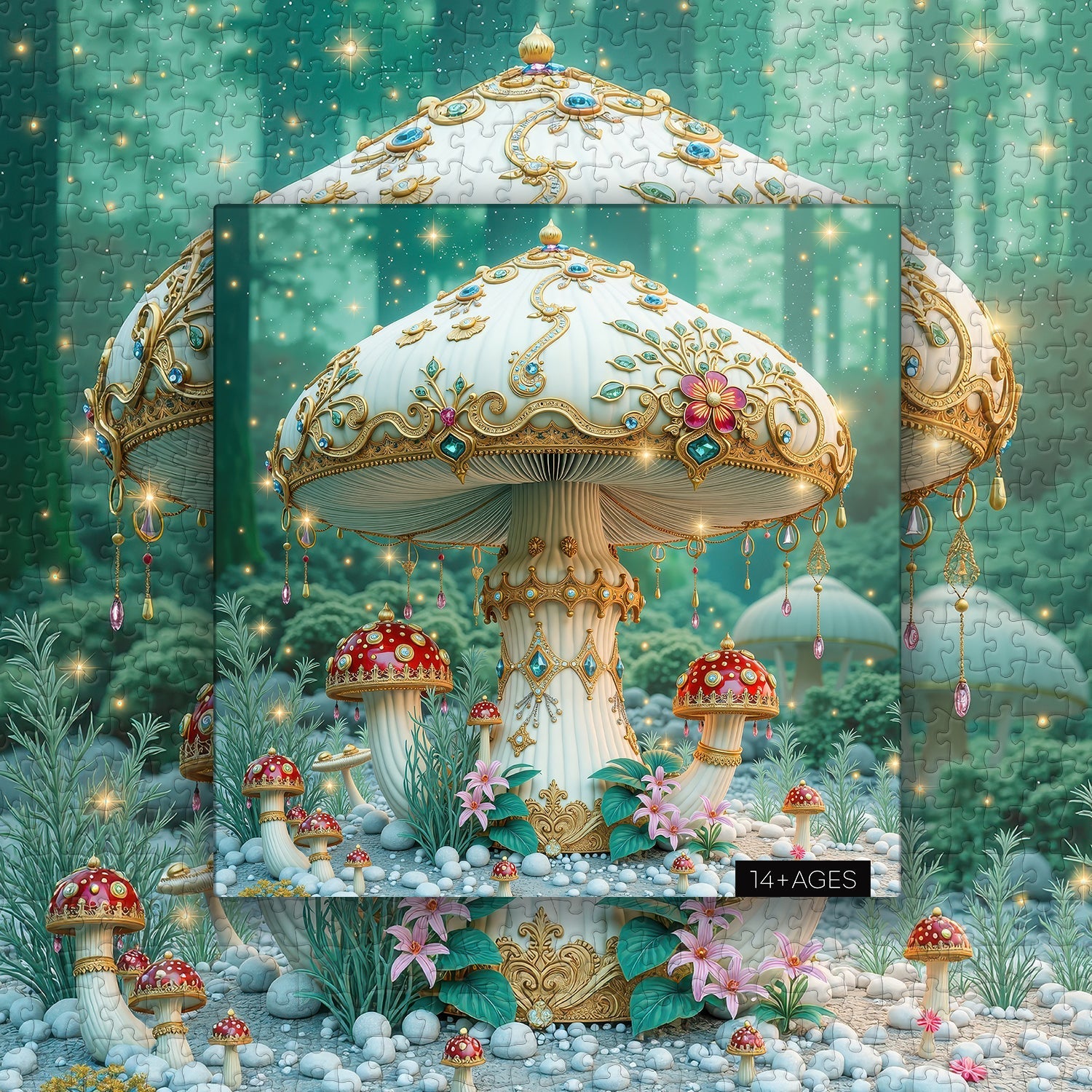 Gilded Mushroom Wonderland Jigsaw Puzzle 1000 Pieces