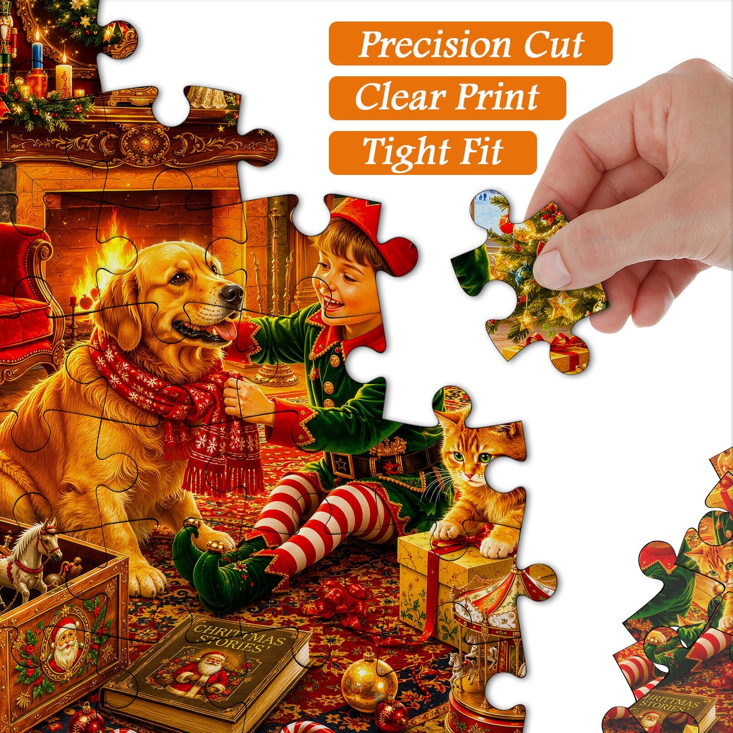 Cute Pets ＆ Christmas Eve Jigsaw Puzzle 1000 Pieces