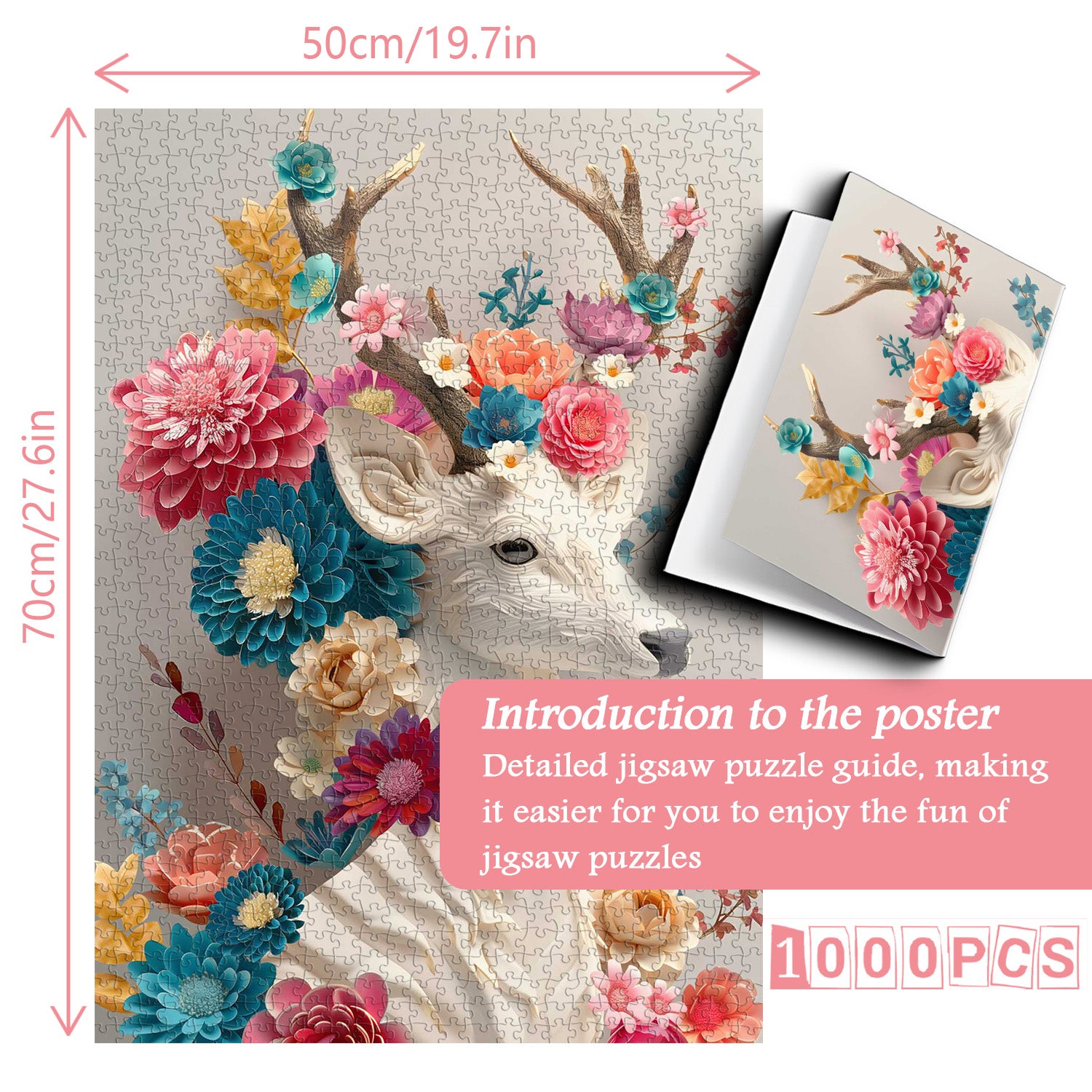 Floral Deer Jigsaw Puzzles 1000 Pieces
