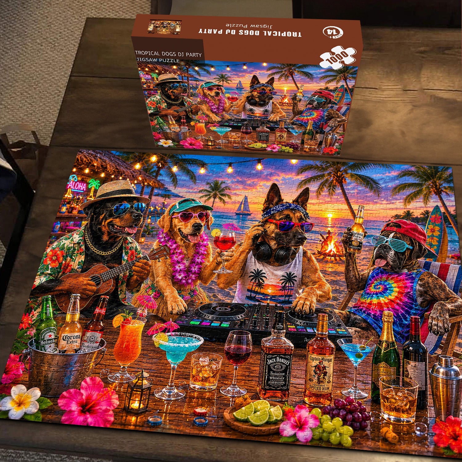 Tropical Dogs DJ Party Jigsaw Puzzle 1000 Pieces