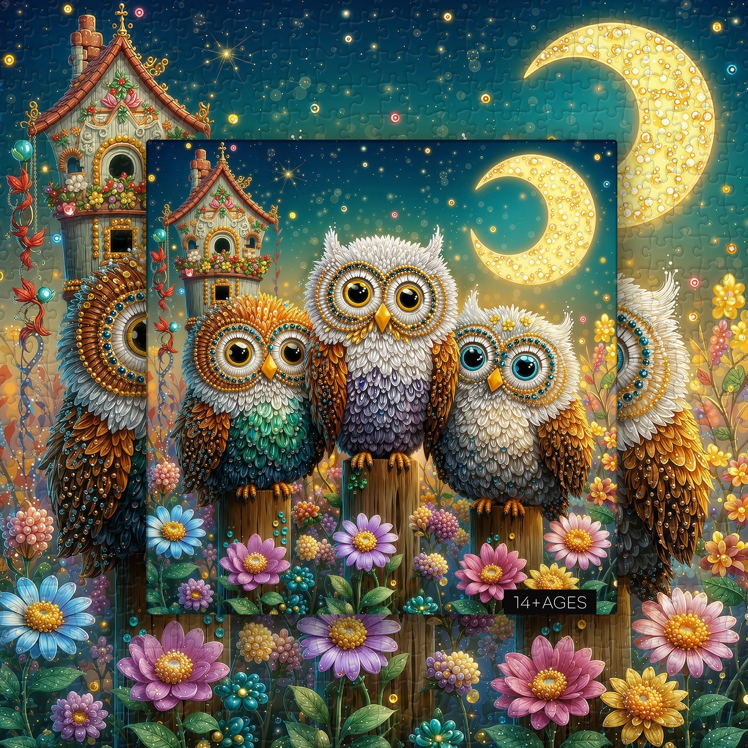 Moon Owl Trio Jigsaw Puzzle 1000 Piece