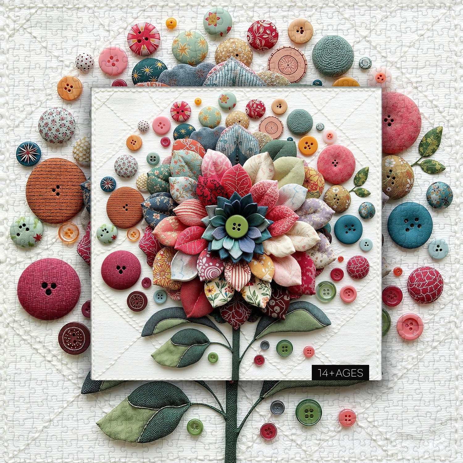 Quilted Flower Buttons Jigsaw Puzzle 1000 Pieces