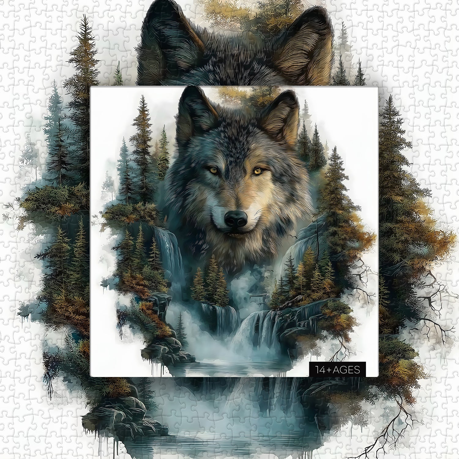 Wolf at the Waterfall Jigsaw Puzzle 1000 Pieces